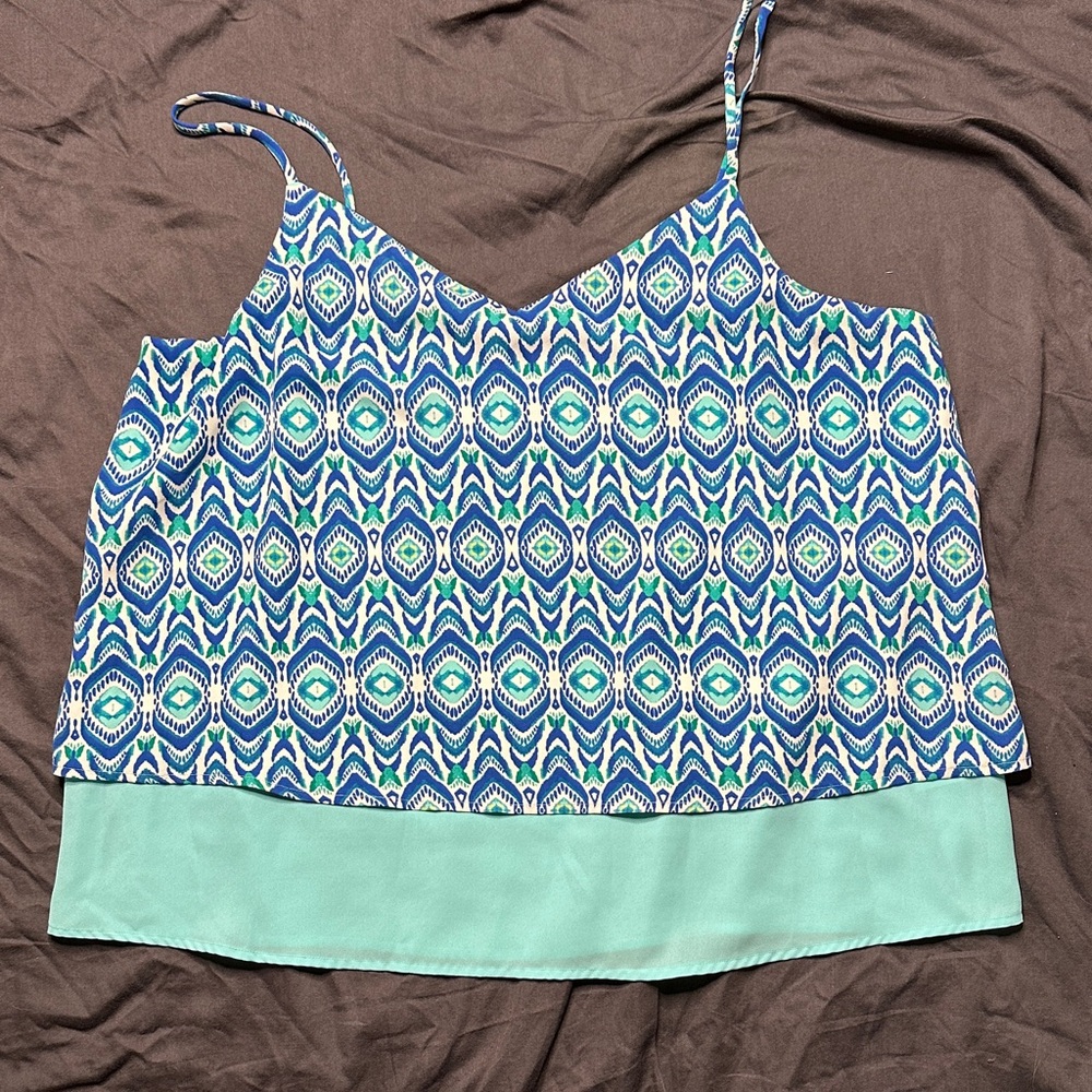 Maurices Blue and Green Patterned Camisole
